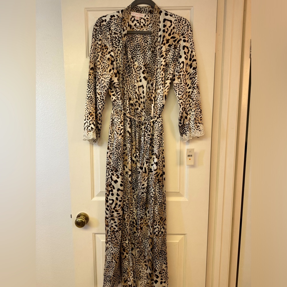NWT Oscar de la Renta Pink Label Animal Print Floor Length Robe size S